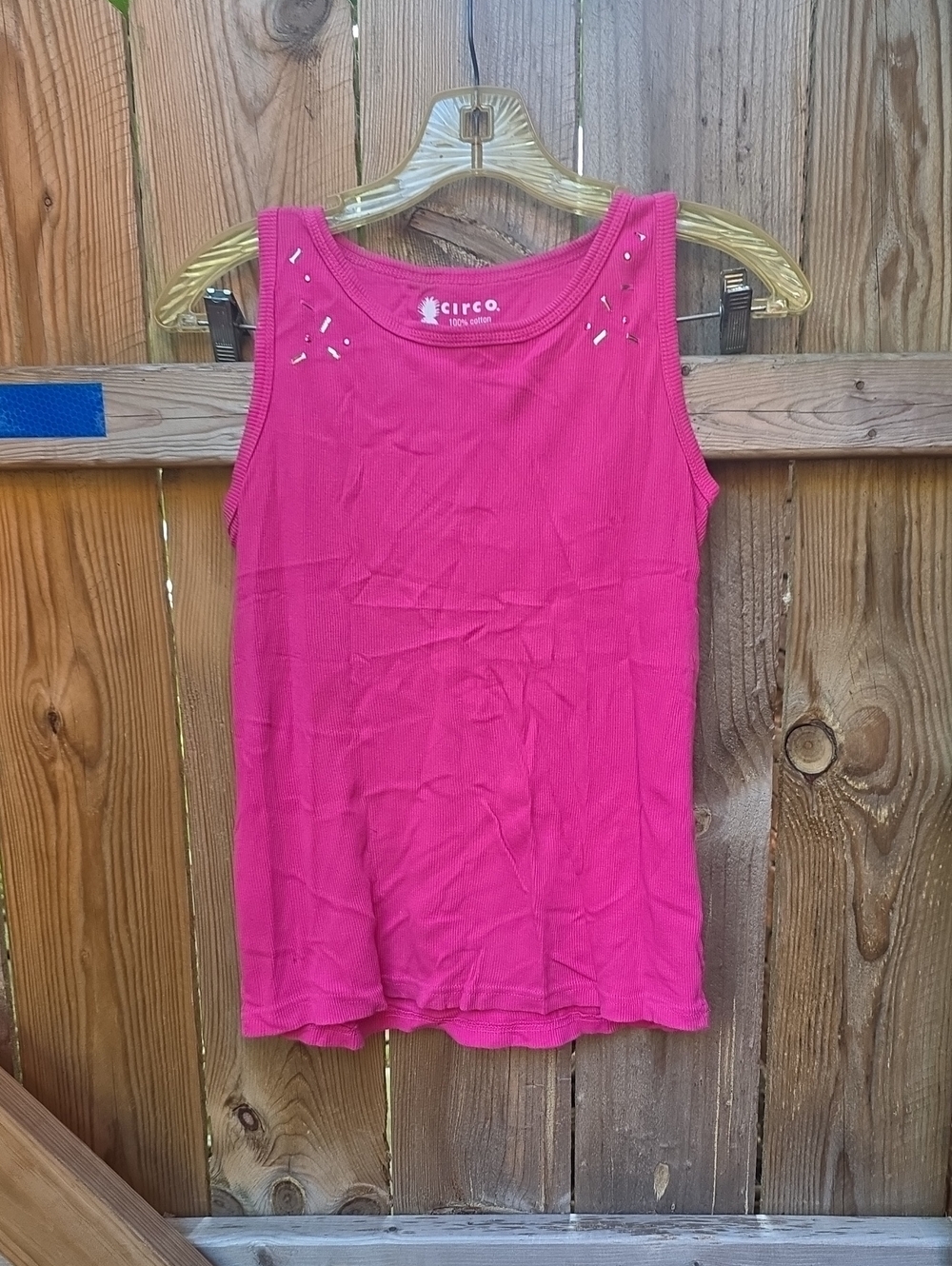 Circo Hot Pink Tank Top with Shoulder Studs